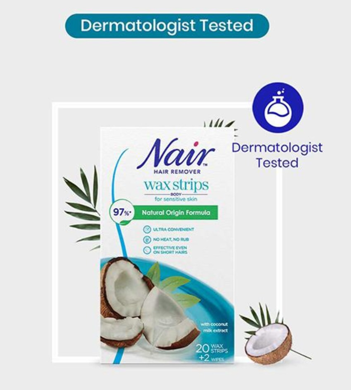 Nair Body Wax Strips for Sensitive Skin - Coconut 20's